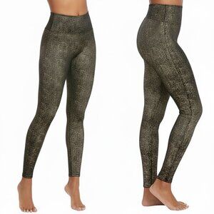 Spanx Velvet Shine Sculpt Leggings XS High Rise Waist Black Gold Metallic 20188